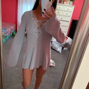 light blue oversized sweater
